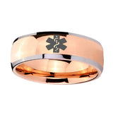 8mm-Medical-Alert-Dome-Rose-Gold-Tungsten-Carbide-Mens-Engagement-Band