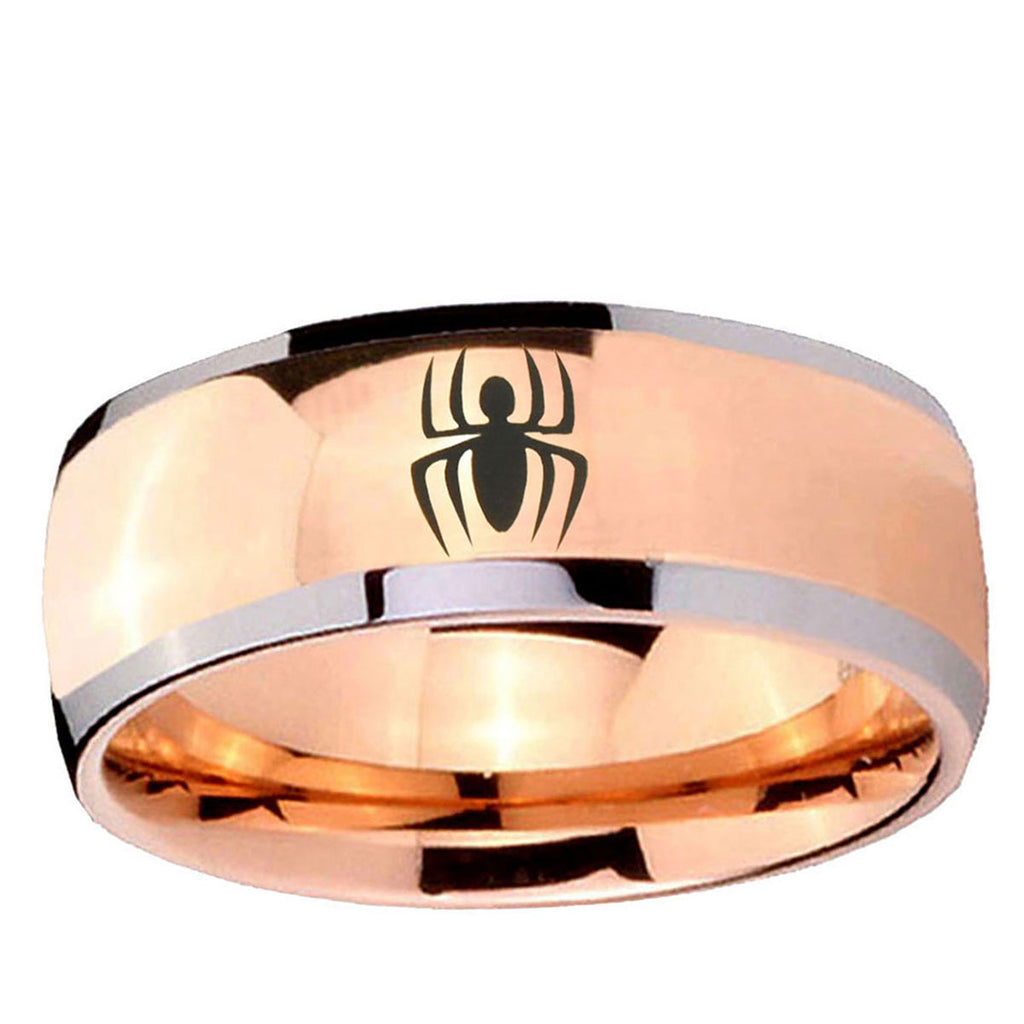 5mm Spiderman Dome Rose Gold Tungsten Mens Ring Personalized