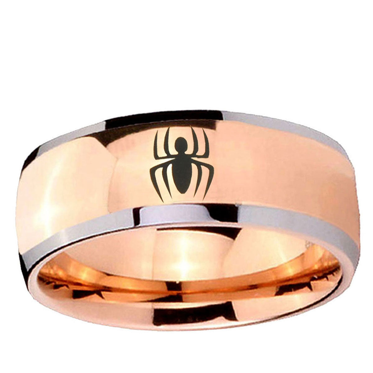 5mm Spiderman Dome Rose Gold Tungsten Mens Ring Personalized
