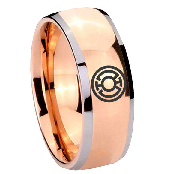 8mm Blue Lantern Dome Rose Gold Durable Men's Wedding Bands