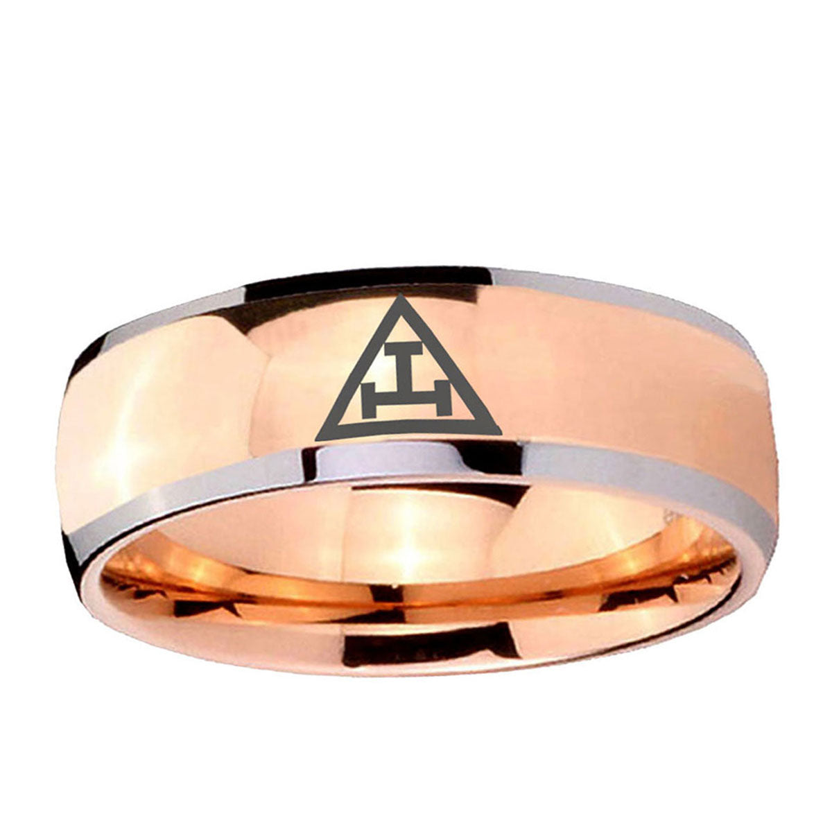 5mm Masonic Triple Dome Rose Gold Tungsten Bands Ring