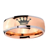 5, 8mm Crown Dome Rose Gold Tungsten Ring