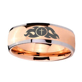 8mm-Flamed-Cross-Dome-Rose-Gold-Tungsten-Carbide-Wedding-Band-Mens