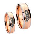 Flamed Cross Dome Rose Gold Tungsten Promise Ring Set