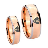 Bride and Groom Greek CTR Dome Rose Gold Tungsten Carbide Rings for Men Set