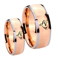 Music & Heart Dome Rose Gold Tungsten Wedding Ring Set