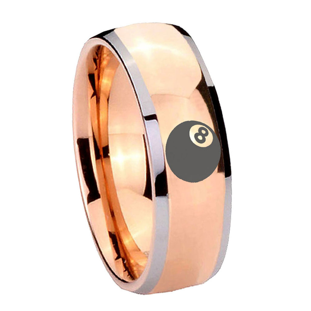 8mm 8 Ball Dome Rose Gold Tungsten Men's Engagement Ring