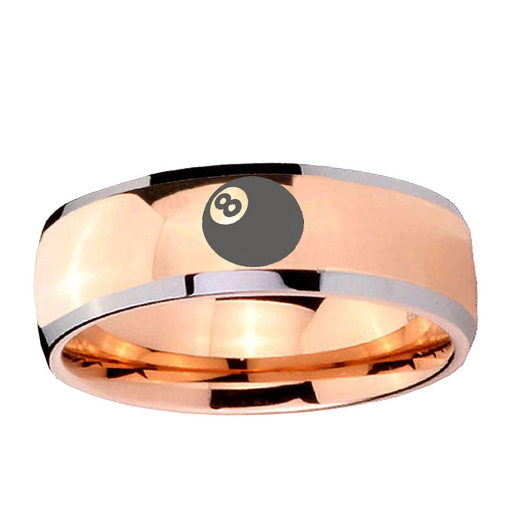 5mm 8 Ball Dome Rose Gold Tungsten Men's Engagement Ring
