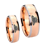 Bride and Groom Claddagh Design Dome Rose Gold Tungsten Carbide Men's Ring Set