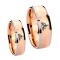 Klingon Dome Rose Gold Tungsten Bridal Set Rings