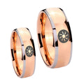 Magic The GatheRing Dome Rose Gold Tungsten Promise Ring Set