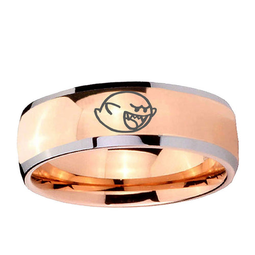 5mm Mario Boo Ghost Dome Rose Gold Tungsten Men Bands