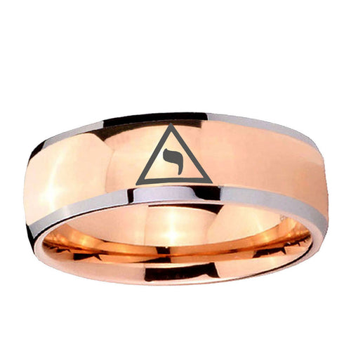 5mm Masonic Yod Dome Rose Gold Tungsten Mens Engagement Ring