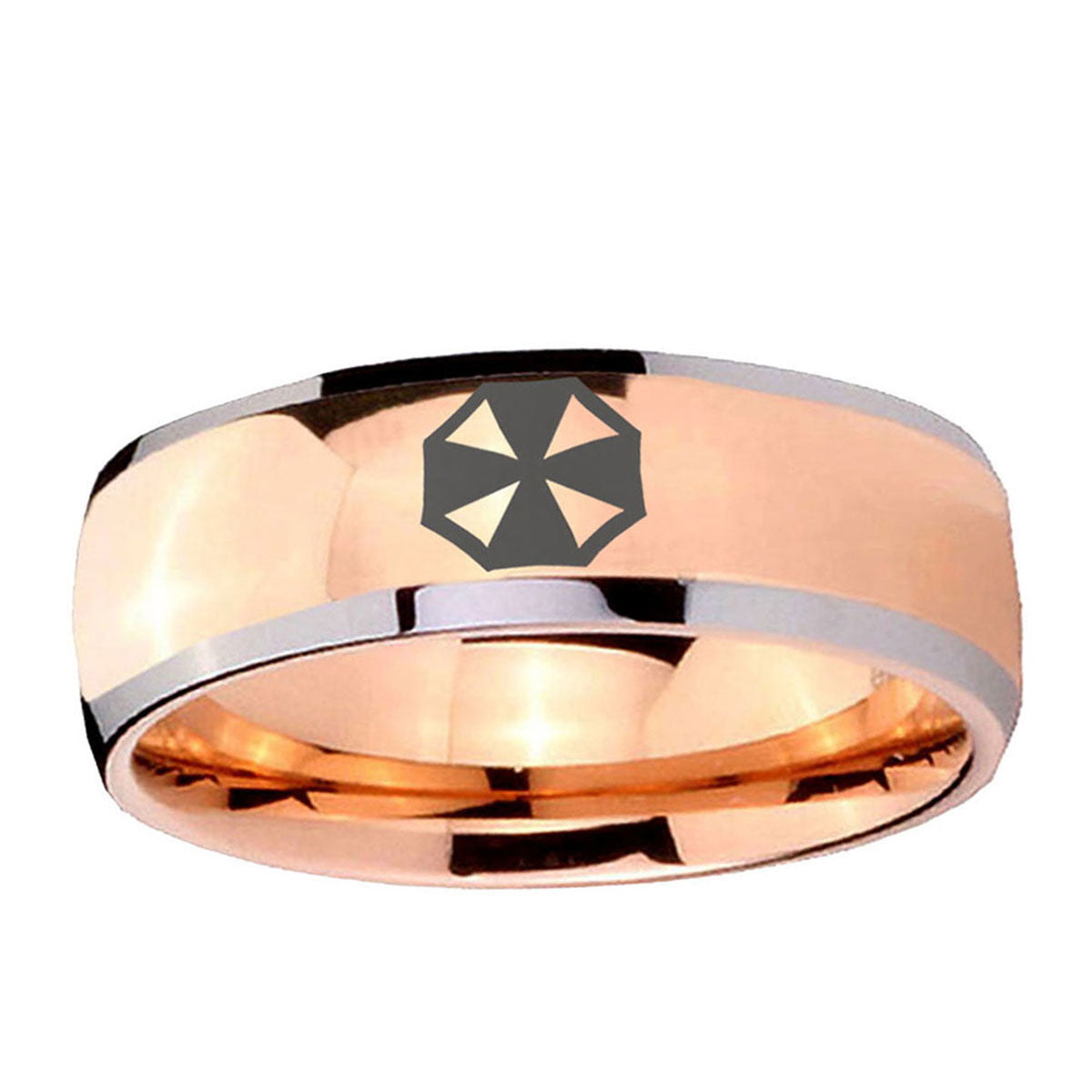 5mm Resident Evil Dome Rose Gold Tungsten Mens Promise Ring