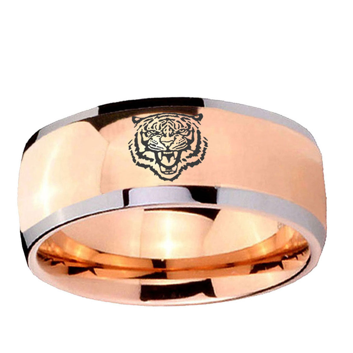 5mm Lion Dome Rose Gold Tungsten Carbide Men's Ring