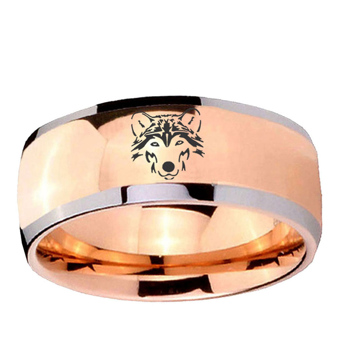 5mm Wolf Dome Rose Gold Tungsten Carbide Men's Ring