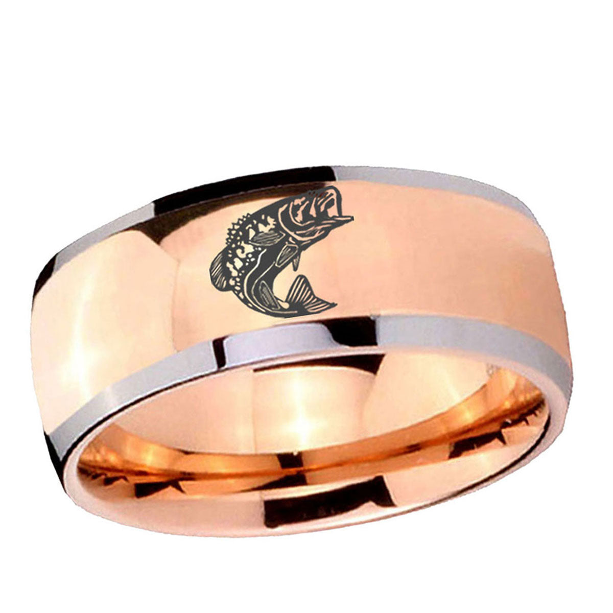 5mm Fishing Dome Rose Gold Tungsten Carbide Men's Ring