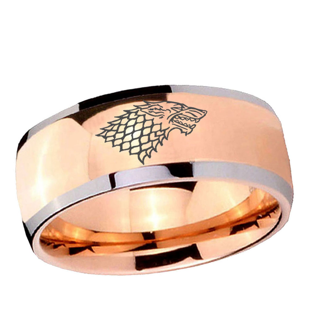 5mm Game Of Thrones House Stark Direwolf Dome Rose Gold Tungsten Ring