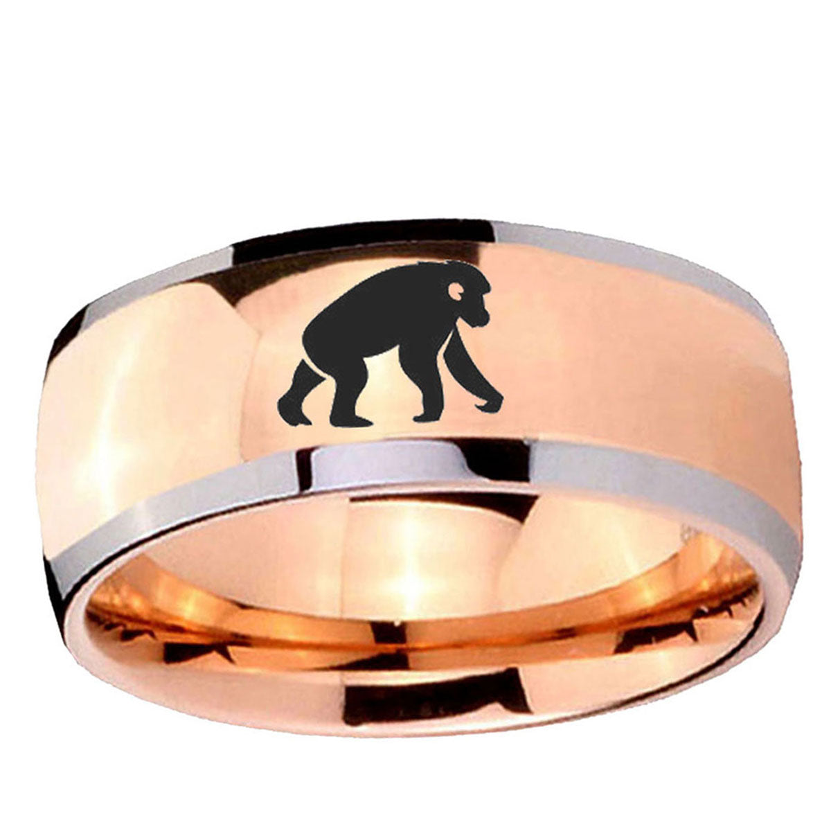5mm Chimpanzee Dome Rose Gold Tungsten Carbide Men's Ring