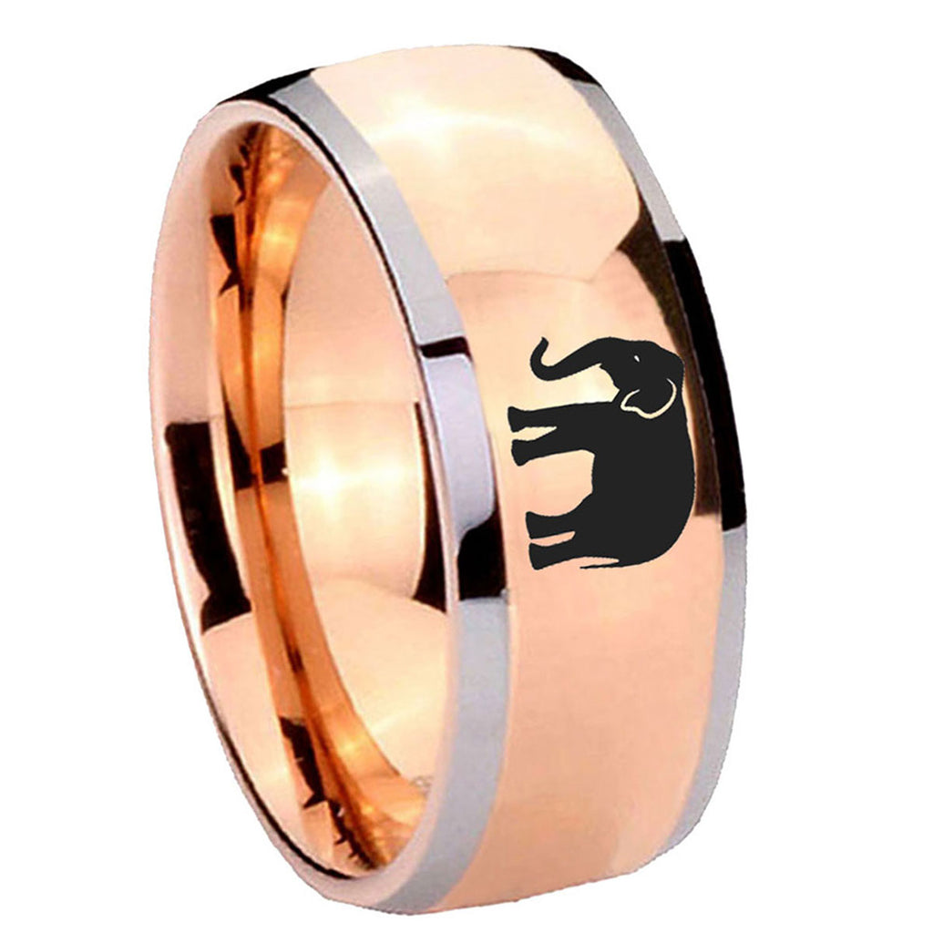 8mm Elephant Dome Rose Gold Tungsten Carbide Men's Ring