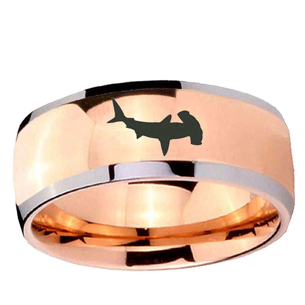 5mm Hammerhead Shark Dome Rose Gold Tungsten Men's Ring