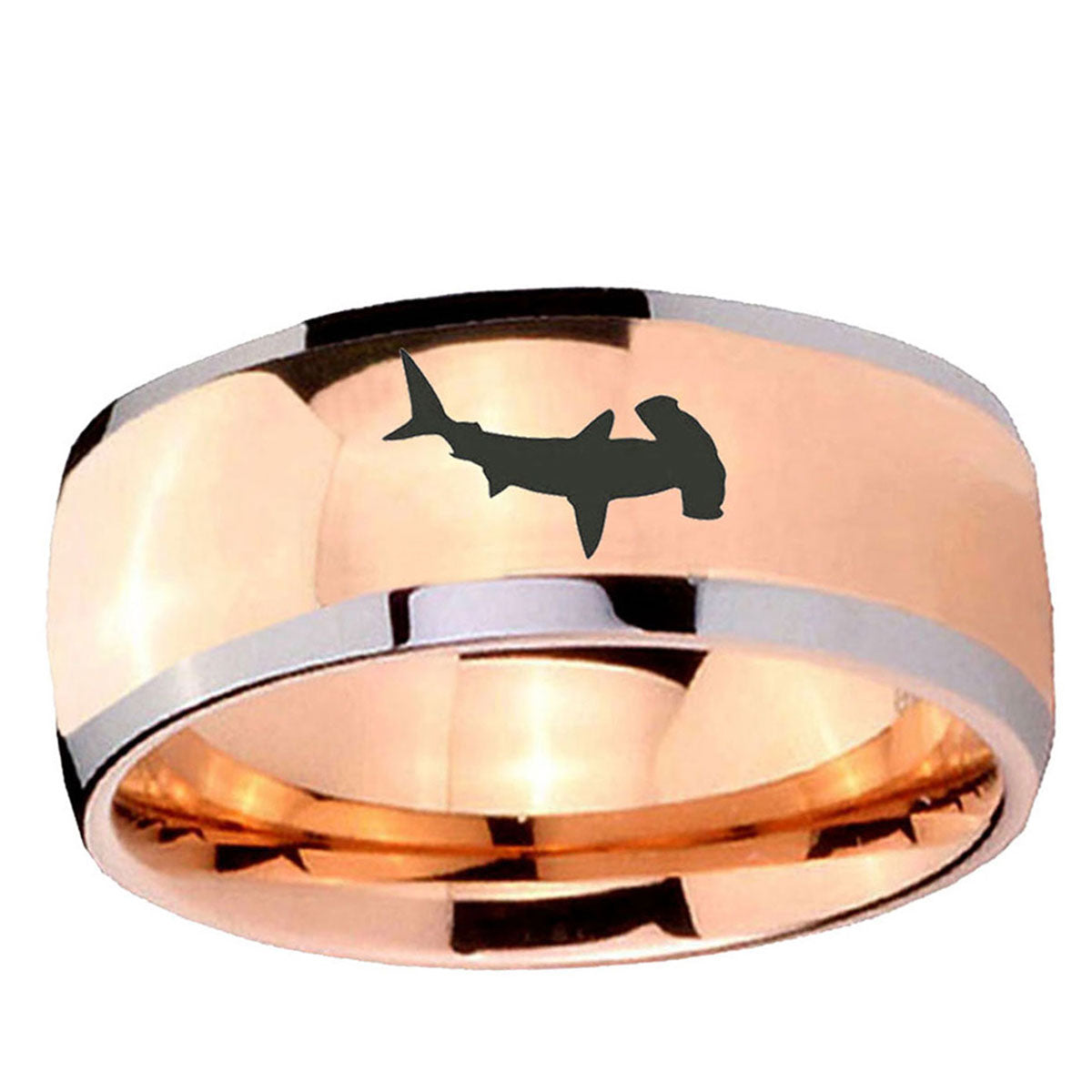 5mm Hammerhead Shark Dome Rose Gold Tungsten Men's Ring