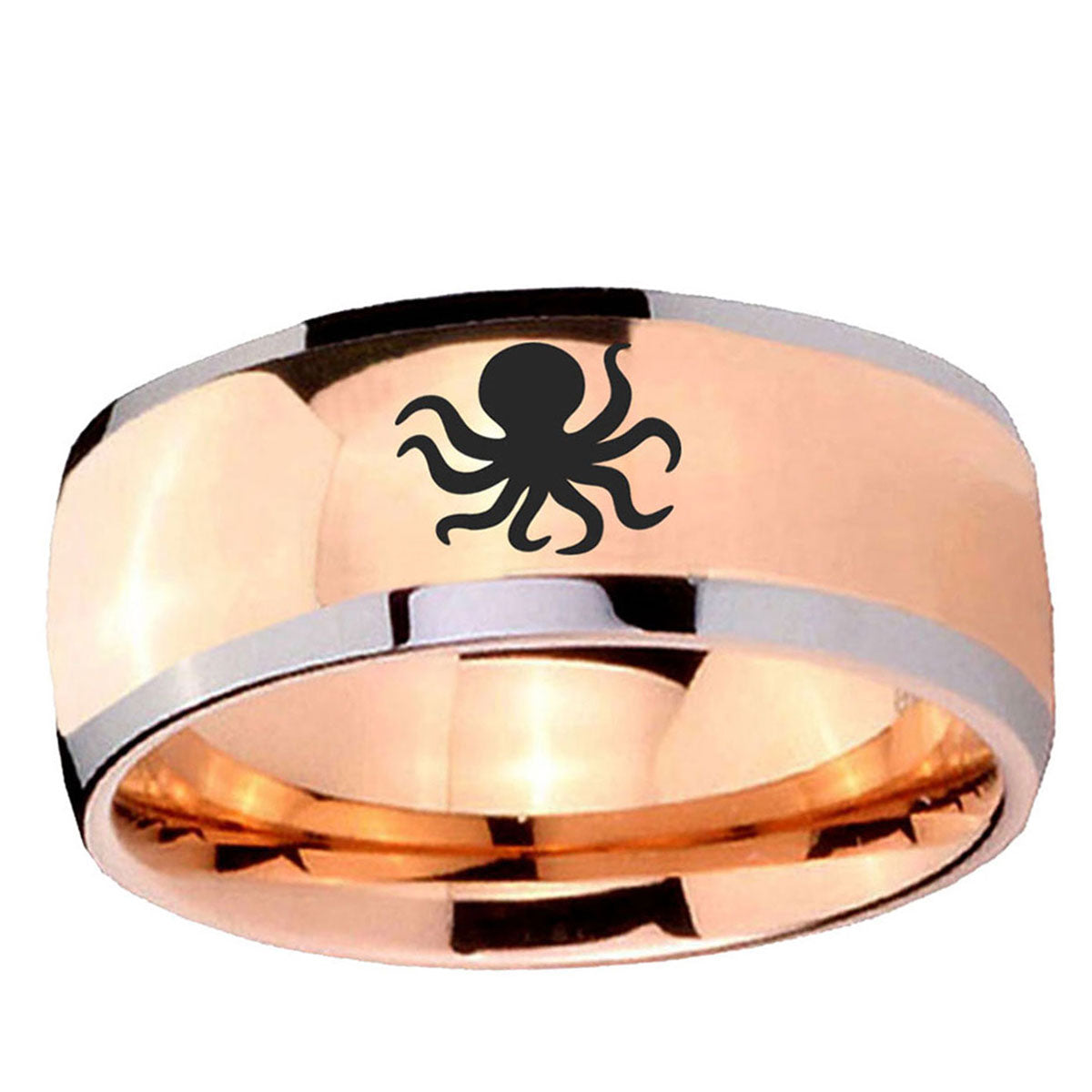 5mm Octopus Dome Rose Gold Tungsten Carbide Men's Ring