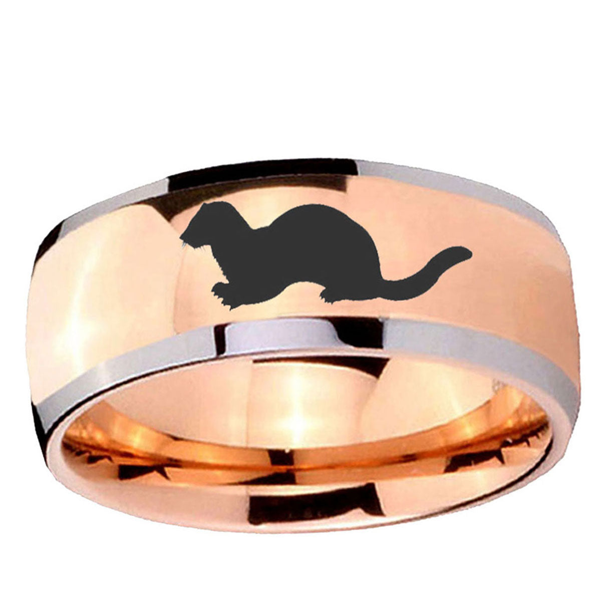 5mm Otter Dome Rose Gold Tungsten Carbide Men's Ring