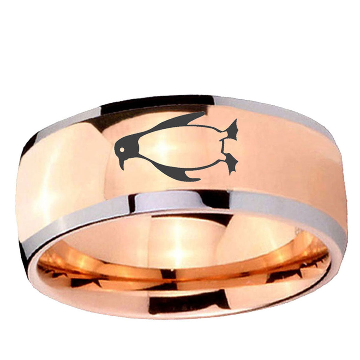 5mm Penguin Dome Rose Gold Tungsten Carbide Men's Ring