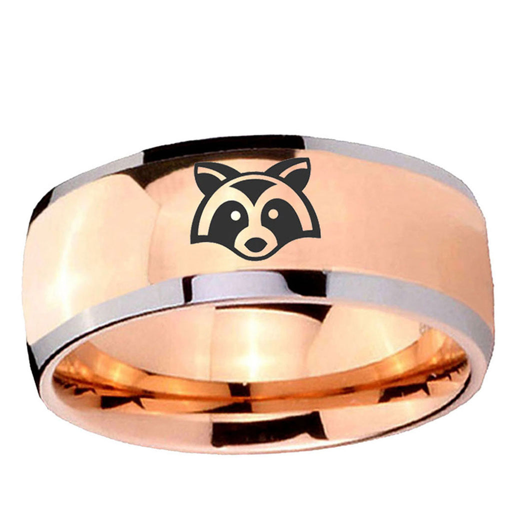 5mm Raccoon Animal Dome Rose Gold Tungsten Men's Ring