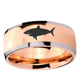 5, 8mm Shark Dome Rose Gold Tungsten Ring