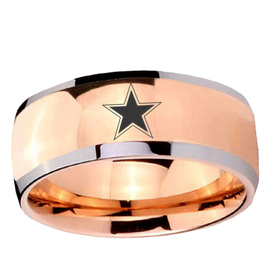 5mm Cowboys Star Dome Rose Gold Tungsten Carbide Men's Ring
