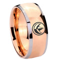 8mm Green Ranger Power Dome Rose Gold Tungsten Men's Ring