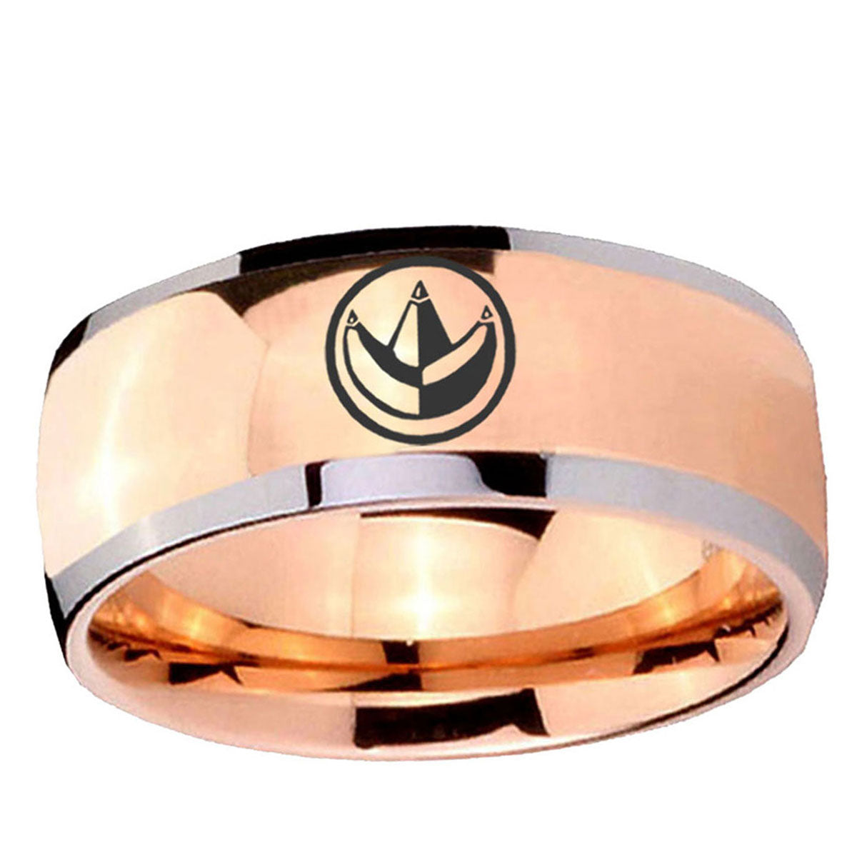 5mm Green Ranger Power Dome Rose Gold Tungsten Men's Ring