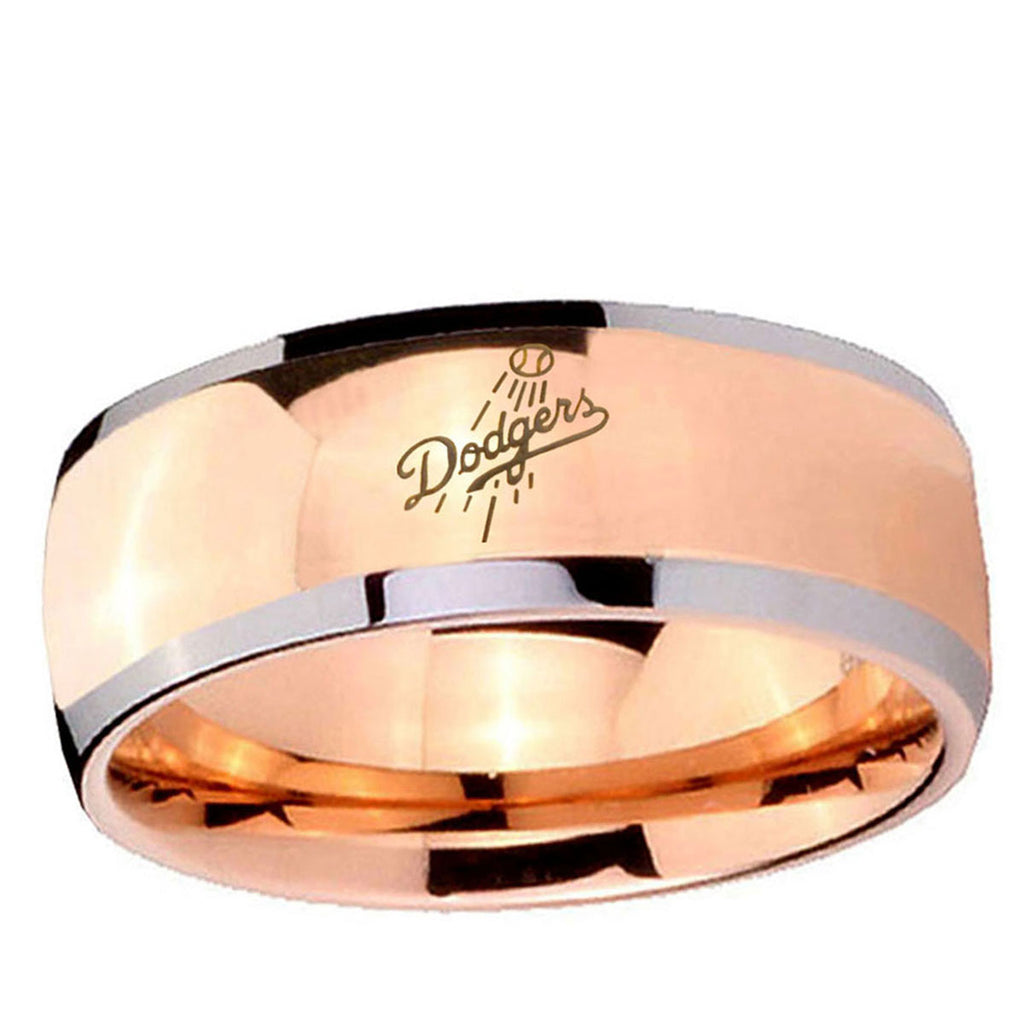5mm LA Dogers MLB Baseball Dome Rose Gold Tungsten Ring