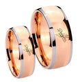 LA Dogers MLB Baseball Dome Rose Gold Tungsten Engagement Ring Set