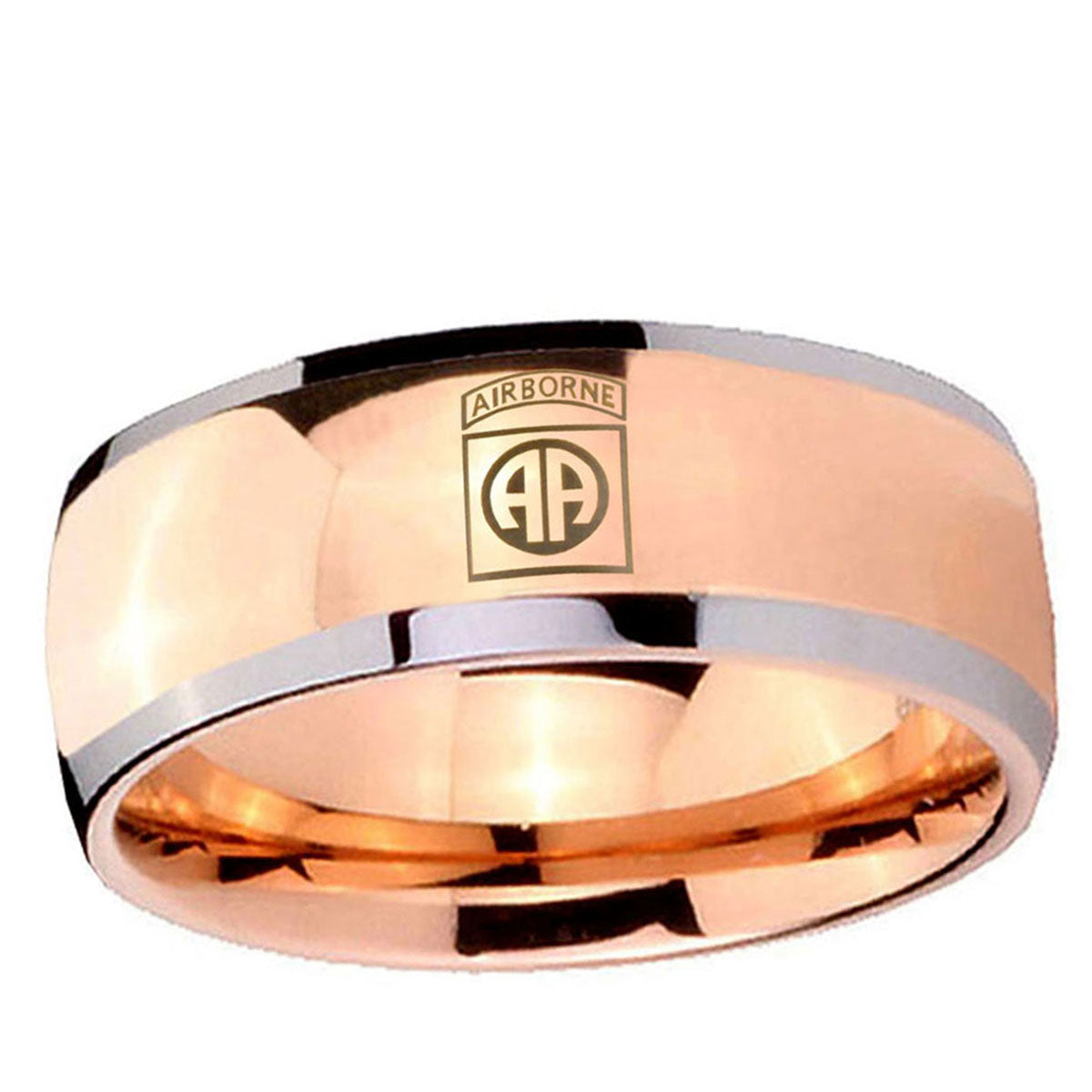 5mm Army Airborn Dome Rose Gold Tungsten Men's Wedding Band