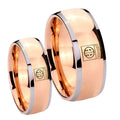 Army Airborn Dome Rose Gold Tungsten Wedding Ring Sets