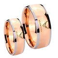 Rose Gold Dome US Air Force Two Tone Tungsten Mens Set Ring
