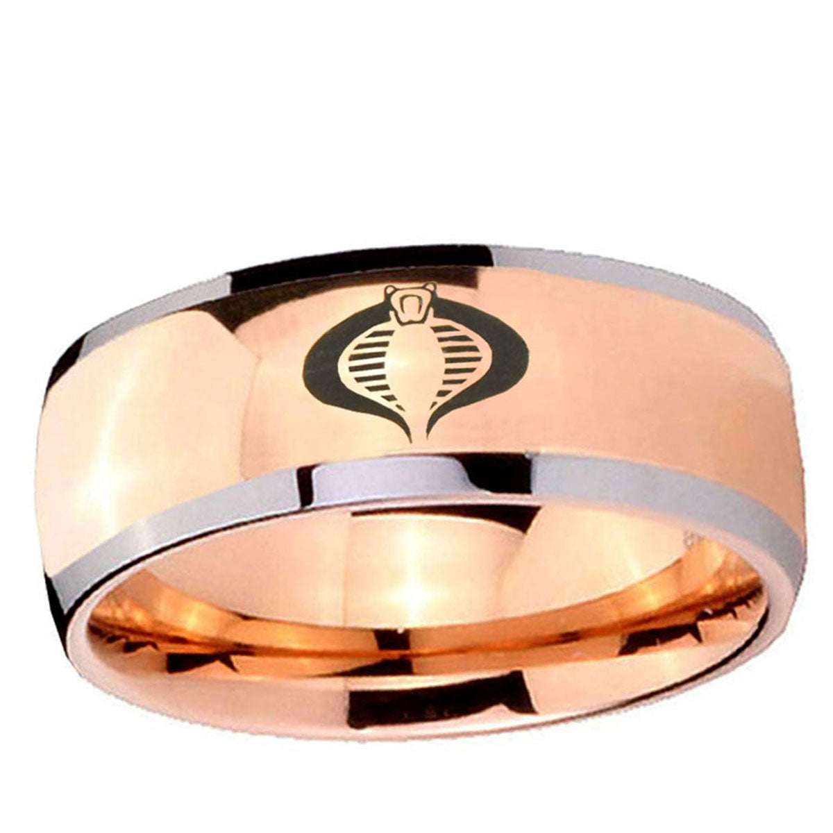 5mm Cobra Dome Rose Gold Tungsten Wedding Engagement Ring