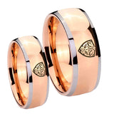 His Hers Zelda Hylian Shield Dome Rose Gold Tungsten Anniversary Ring Set