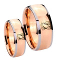 Military Pow Dome Rose Gold Tungsten Matching Ring Set
