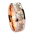 8mm Multiple Dragon Dome Rose Gold Tungsten Promise Ring