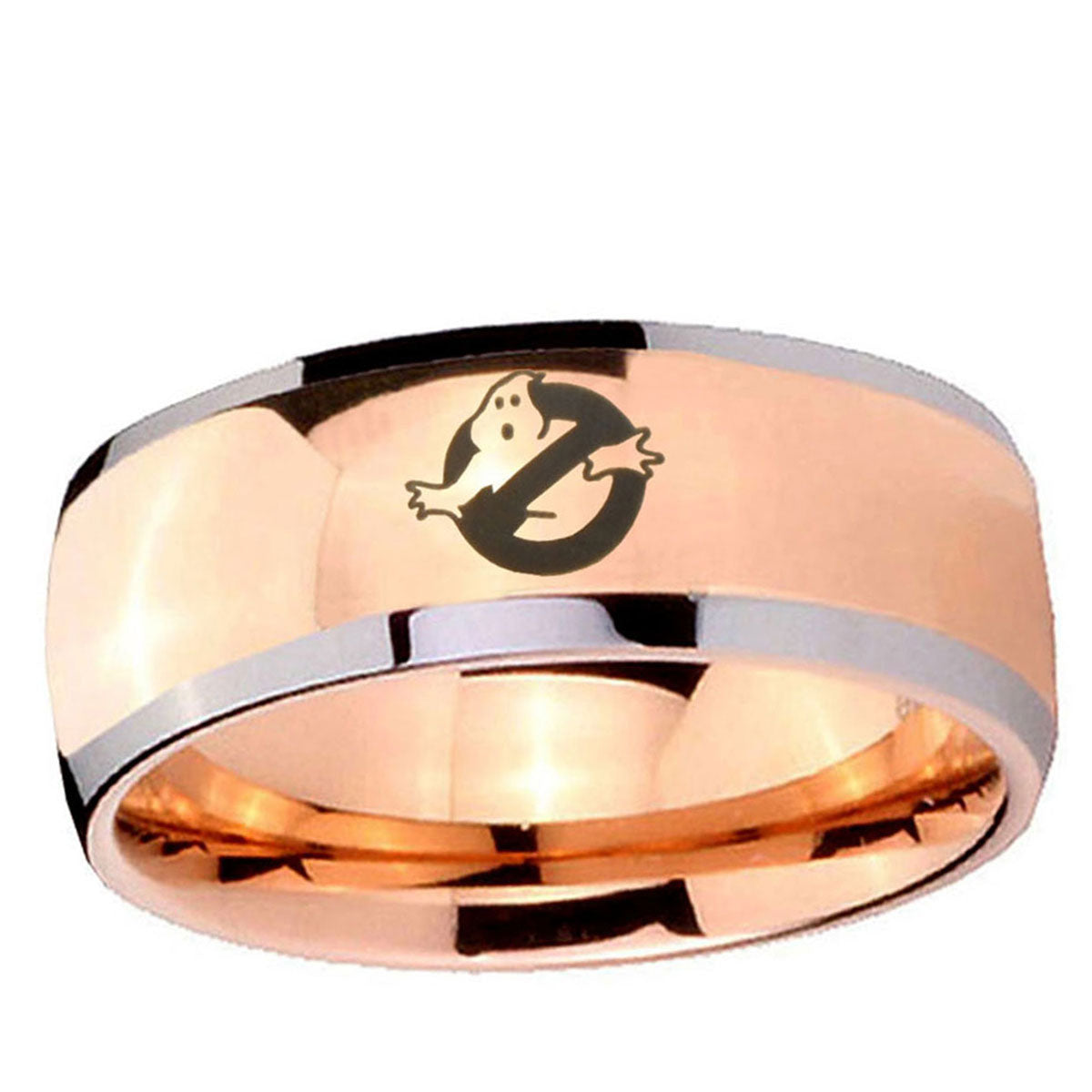 5mm Ghostbusters Dome Rose Gold Tungsten Promise Ring