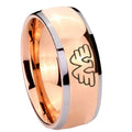 8mm Waylon Jennings Dome Rose Gold Tungsten Mens Ring