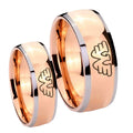 Waylon Jennings Dome Rose Gold Tungsten Promise Ring Set