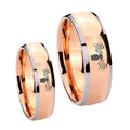 Spider Dome Rose Gold Tungsten Promise Ring Set
