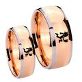 Hatchet Man Dome Rose Gold Tungsten Wedding Set Ring