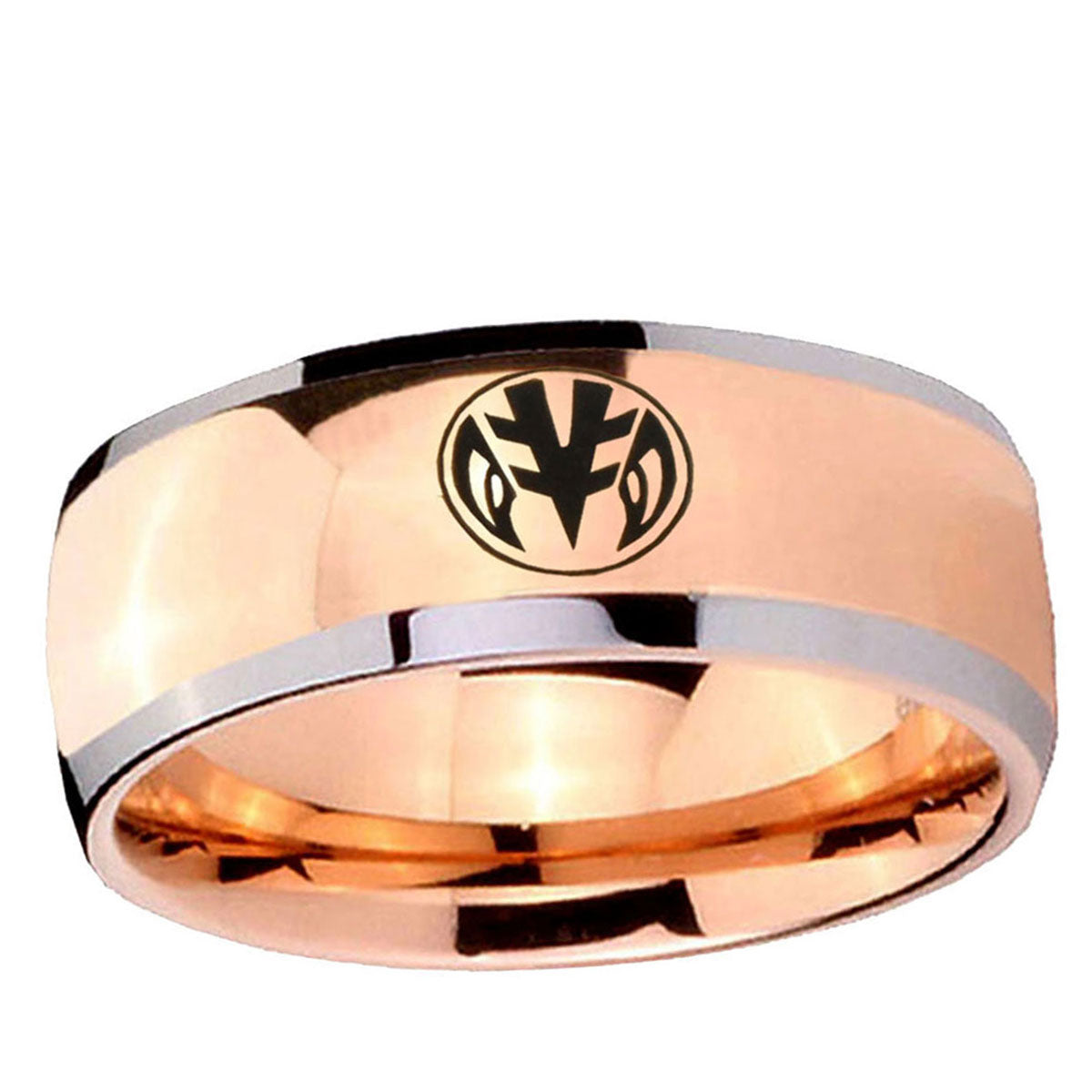 5mm Love Power Rangers Dome Rose Gold Tungsten Mens Ring