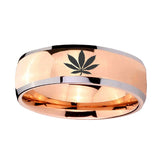8mm-Marijuana-Leaf-Dome-Rose-Gold-Tungsten-Carbide-Men's-Bands-Ring